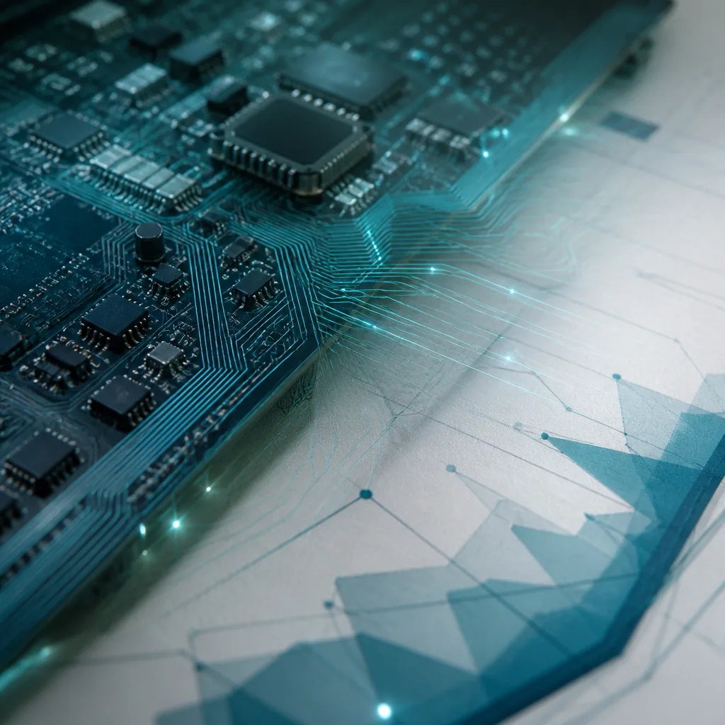 Circuit board blended with charts